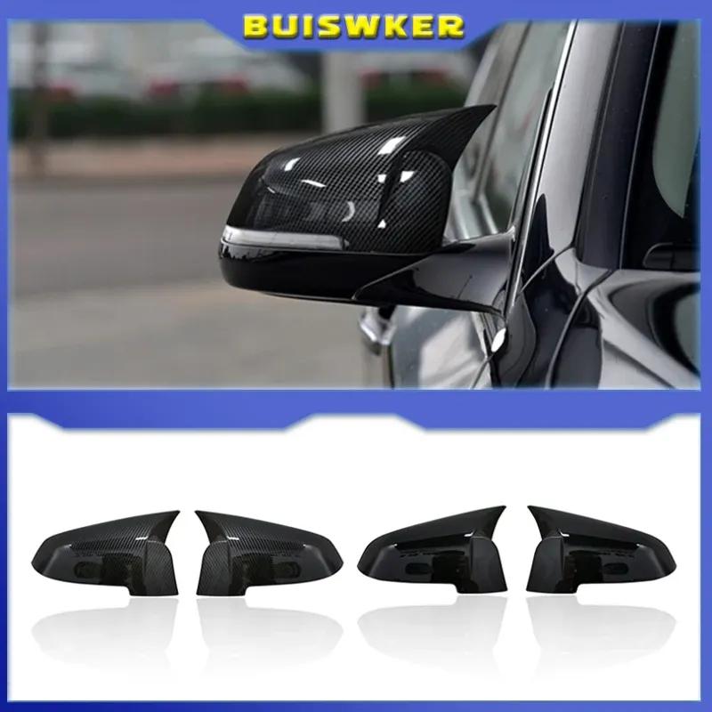 Black mirror cover For BMW 5 6 7 Series F10 F11 F18 F07 F12 F13 F06 F01 F02 LCL Carbon Fiber Pattern Mirror Caps