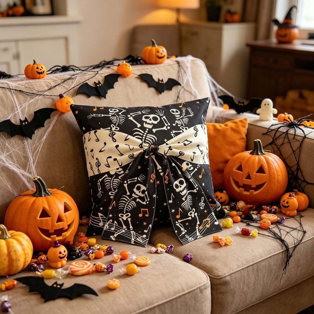 Hidden Zipper Halloween Cushion Cover 2D Printing Square Cushion Shell Couch Pillow