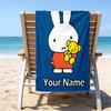 1pc Miffy3 Beach Towel with Custom Name, Beach/Swimming/Bath/Picnic/Camping Towel, Suitable for Seaside Beaches