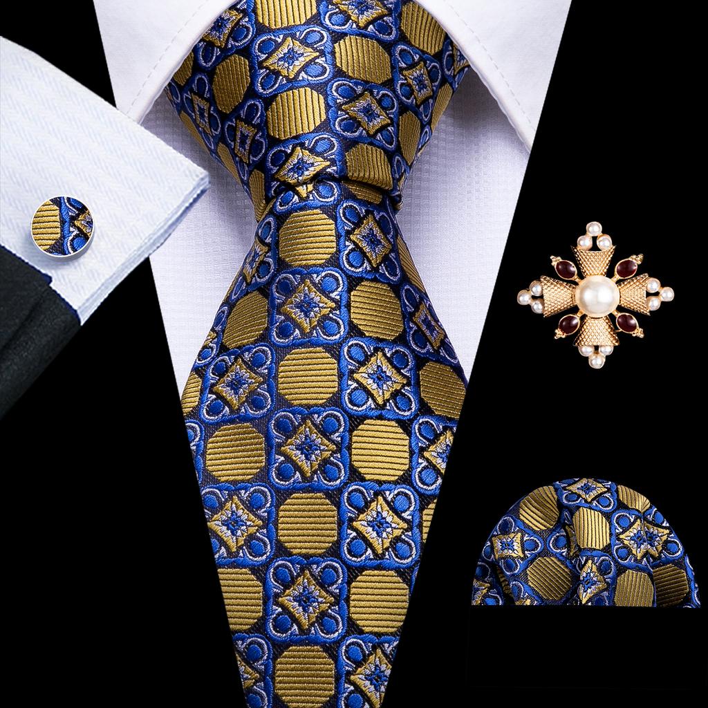 Комплект для мужчин: галстук, брошь и карманный платок