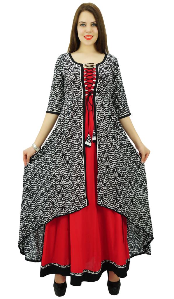 Phagun Ethnic Women Solid Pattern Anarkali Kurti Top Rayon Tunic Dress