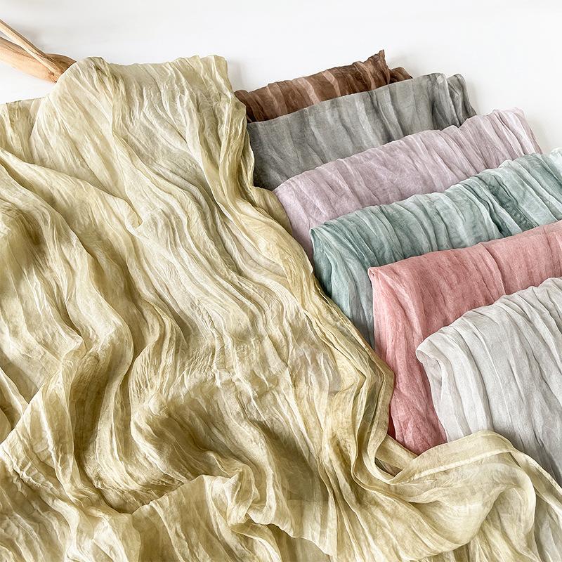 Maracia Headscarf Spring and Autumn Solid Color Cloud Pattern Folded Scarf Monochrome Thin Gauze Shawl Shawl