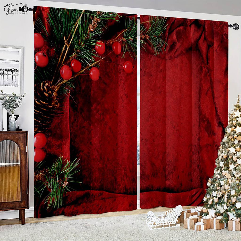 Рождественские украшения Шторы Рождественская елка Санта-Клаус Подарок Снеговик Гостиная Детская комната Новогодние праздничные шторы 2 шт.