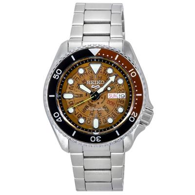 5 Sports SKX Style Нержавеющая сталь Прозрачный оранжевый циферблат Автоматические SRPJ47K1 100M Мужские часы