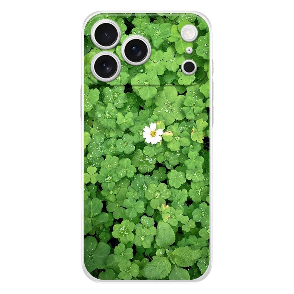 Мягкий прозрачный чехол из ТПУ для телефона iPhone 17 Air 16E 16 11 15 14 Pro MAX 12 13 7 8 Plus SE Пасхальный чехол Защита Милая Счастливая Трава