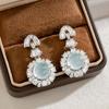 S925 Silver Needle Premium Ice Clear Full Egg Surface Round Pendant Earrings Temperament Design Banquet Versatile Earrings