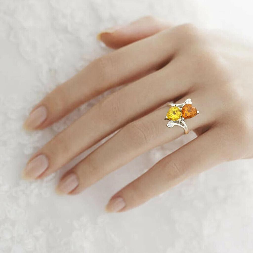 Женское подарочное кольцо на годовщину с натуральным желтым и оранжевым сапфиром, серебро 925 пробы