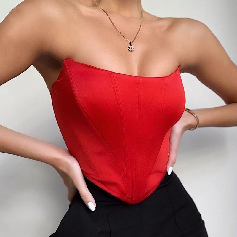 Women's Fashion Sexy Backless Sleeveless Off Shoulder Tops Corset Vest
