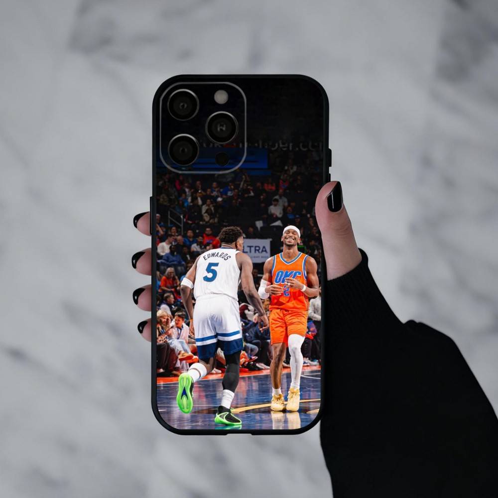 SGA B-Баскетбол G-Защита S-Ша Чехол для телефона Для iPhone 17pro,16,15,14,13,12,11 Plus,Pro Max,XS,Мягкий силиконовый Черный чехол