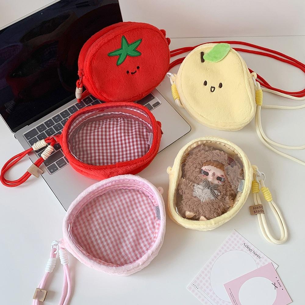 Fruit Shaped Storage Organizer Transparent Transparent Pvc Bag Plush Doll Storage Bag Convenient Cartoon Ita Bag For Children'S