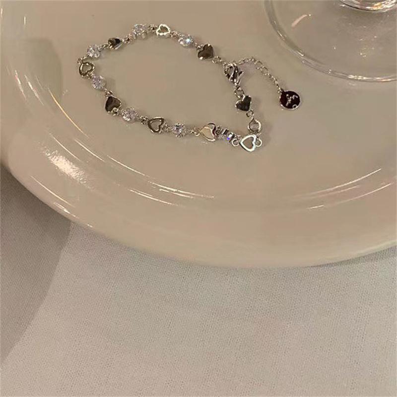 Модные браслеты с цирконом в форме сердца для женщин и девушек, милый сверкающий браслет-шарм, изящный браслет-цепочка, подарки из изысканных ювелирных изделий