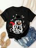 Womens Christmas SnowUnisex Print TShirt Holiday Let It Snow Daisy and Carrot Design Soft Breathable Crew Neck Short Sleeve Top