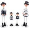 Wooden Navy Style Miniature Dolls Decor Family Dolls with Angel Wing Ornament Desktop Crafts