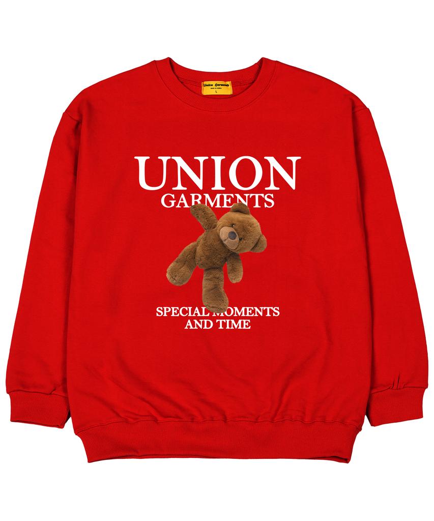 UNION GARMENTS Moment Bear French Oversized Sweatshirt Red
