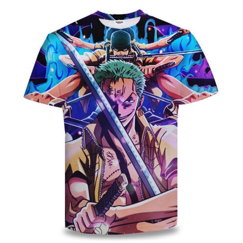 One Piece Zoro 3D Printing Anime Clothes Men's T-shirt Spring and Summer Short Sleeve Men's Trendy T-shirt Tops