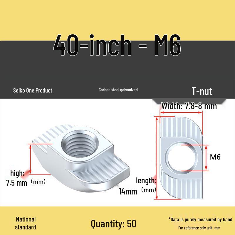 European Standard T-Slot Aluminum Profile Nuts: Wing Nuts M3-M8, Types 20/30/40/45.