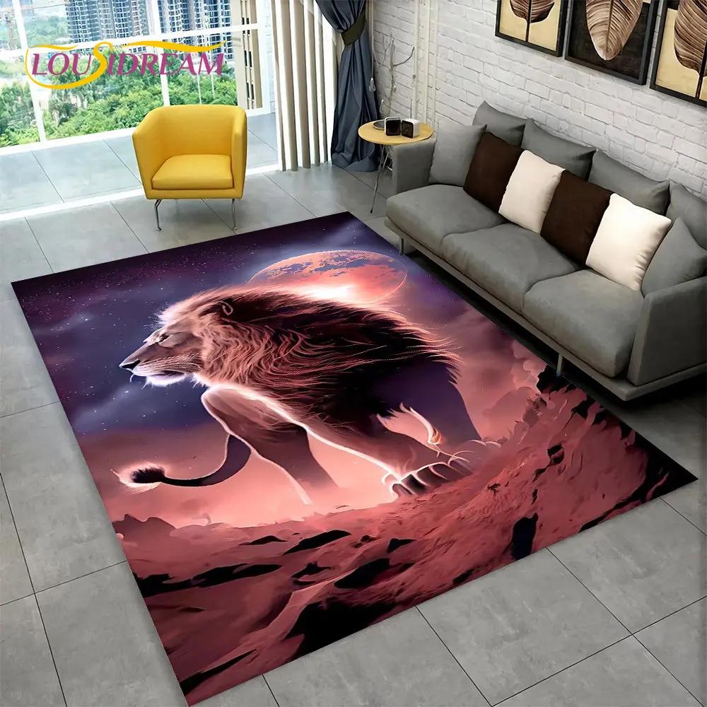 Новый 3D-коврик Dream Lion Animal, большой ковер для гостиной, спальни, дивана, коврик для украшения, детский нескользящий напольный коврик