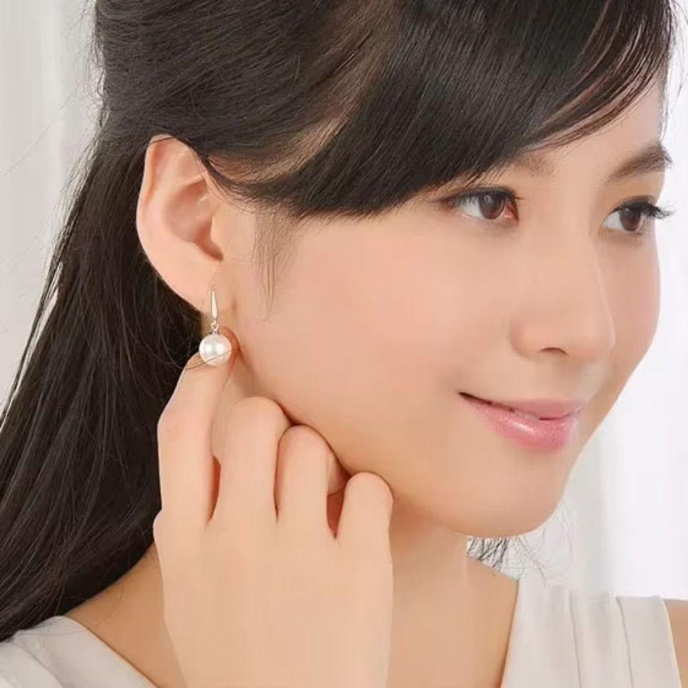 Simulation Freshwater Pearl Drop Earrings Ball Shape Ear Hook Simple Long Earrings Ear Jewelry