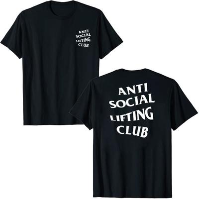 Футболка Anti Social Lifting Club Упражнения Фитнес Спорт Буквы Принты Надписи Графическая Футболка Топы Базовые Блузки с Коротким Рукавом