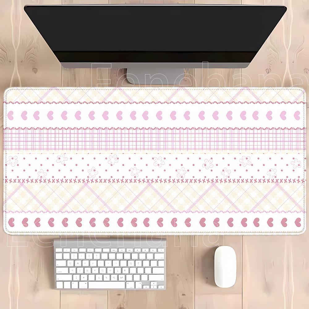 Strawberry Cake Gaming Cartoon Mousepad Pink Kawaii Large Office Rubber Mouse Pad Keyboard Hd Printing Overlock Dessert Desk Mat