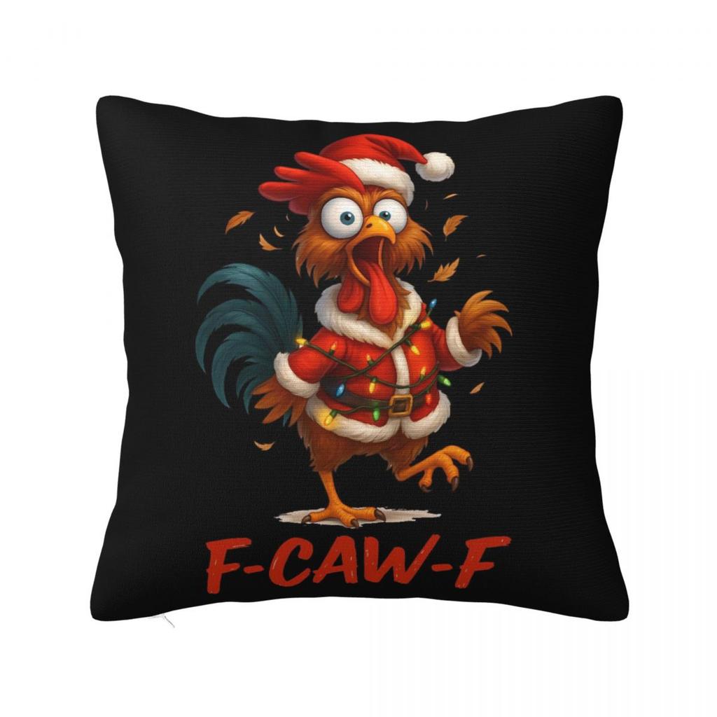 Pillow Case FCAWF Christmas Rooster F Cawf Chicken Polyester Pillow Cover Cute Funny Cushion Cover Graphic Pillowcases Gift