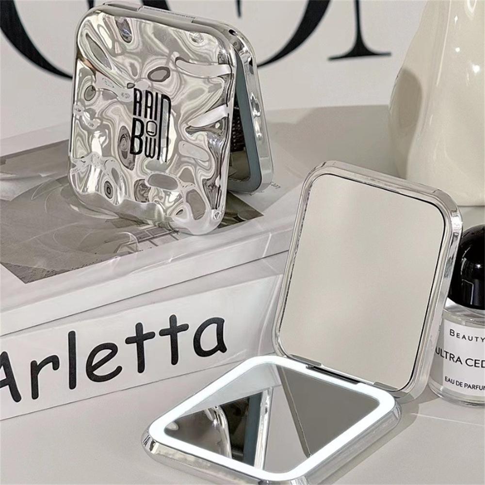 Светодиодное зеркало для макияжа, студенческое общежитие с подсветкой, складные зеркала, настольное ручное зеркало, женские портативные дорожные косметические зеркала