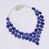 Fantastic Top Grade Qualite 100% Natural Lapis Lazuli Oval Shape Ethnic Handmade Jewelry 925 Steling Silver Necklace 18" WSJ-4729
