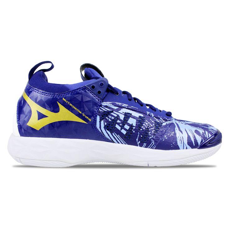 Mizuno Кроссовки для тренировок с амортизацией Momentum, нескользящие, прочные, с низкой посадкой, унисекс, сине-красные V1GA191164