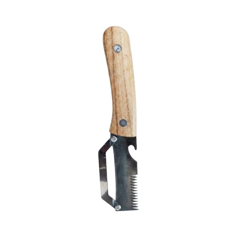 Wooden Handle 3-in-1 Fruit Potato Peeler Stainless Steel Fruit Peeler Scallion Shredder Slicing
