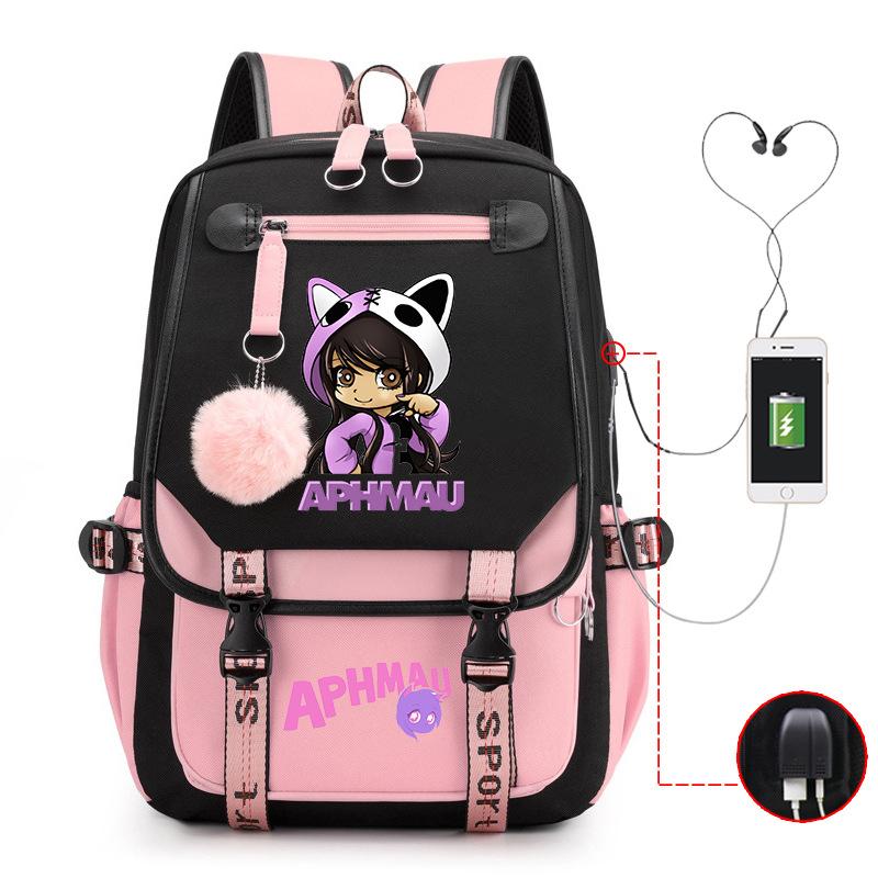 Harajuku Simple and Versatile Aphmau Junior High School Student School Bag Female Lightweight Large Capacity Middle School Student Backpack