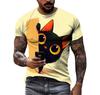 Summer Fashion Casual Cartoon Cat Graphic T-shirt For Men New Funny Anime Pattern 3D Digital Printing Round Neck Harajuku Tees