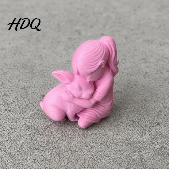 Гладкие, без заусенцев Художественные Скульптуры 3D Печатные Фигурки Кролика и Девочки Статуэтки Кроликов