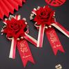 2 Pieces Wedding Flower Boutonniere for Bride Bridegroom Artificial Flowers with Pin and Clip