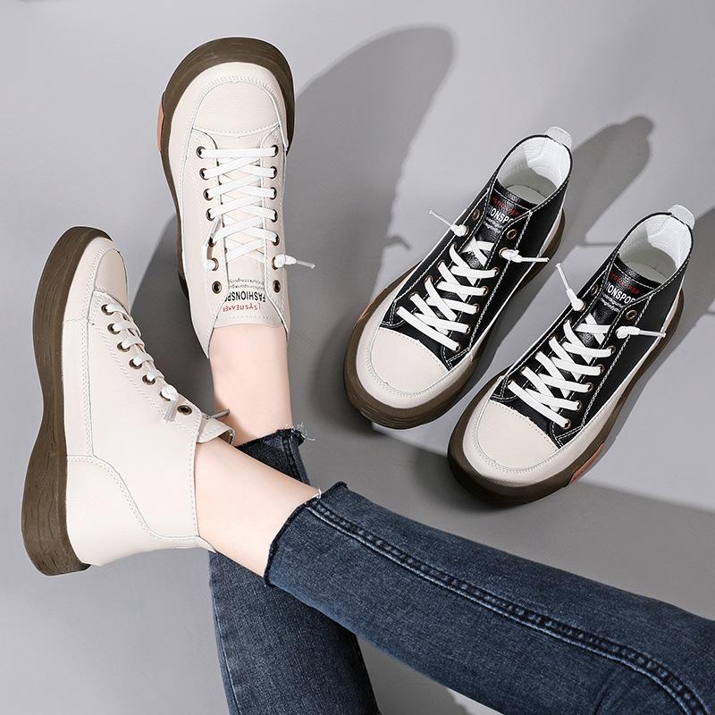 Женские повседневные кроссовки из натуральной кожи с мягкой подошвой и высоким верхом для ходьбы, студенческие спортивные кроссовки на плоской подошве, модные ботинки Marton Ankle Boot