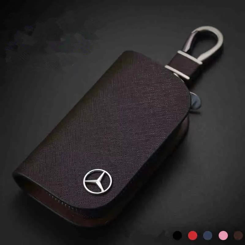 TXILC1 2025 Hot Leather Car Key Case Cross Pattern Car Key Cover Key Holder for Mercedes Benz New B/C/E Class A Class C200L GLC GLK CLA