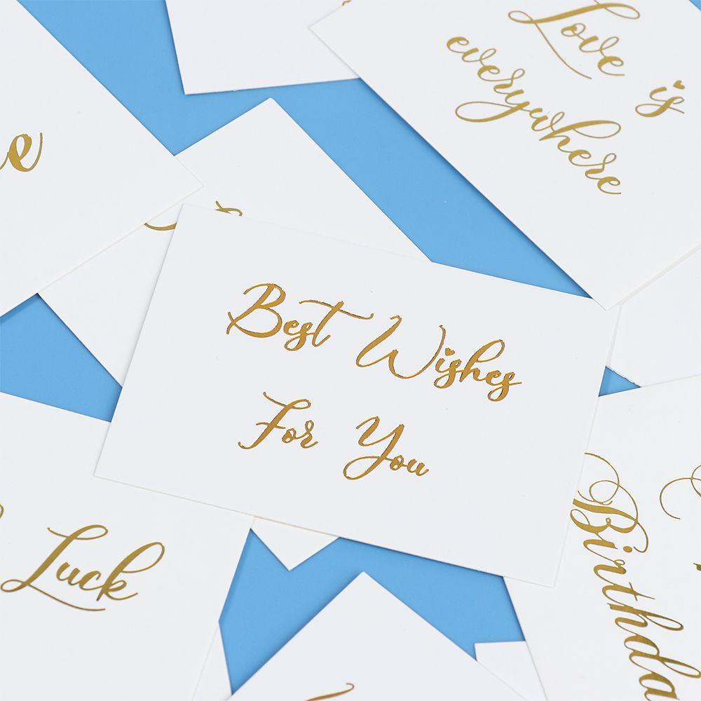 Wedding Party Simple Design Gold Stamping Handwriting Message Cards Thank You White Greeting Card