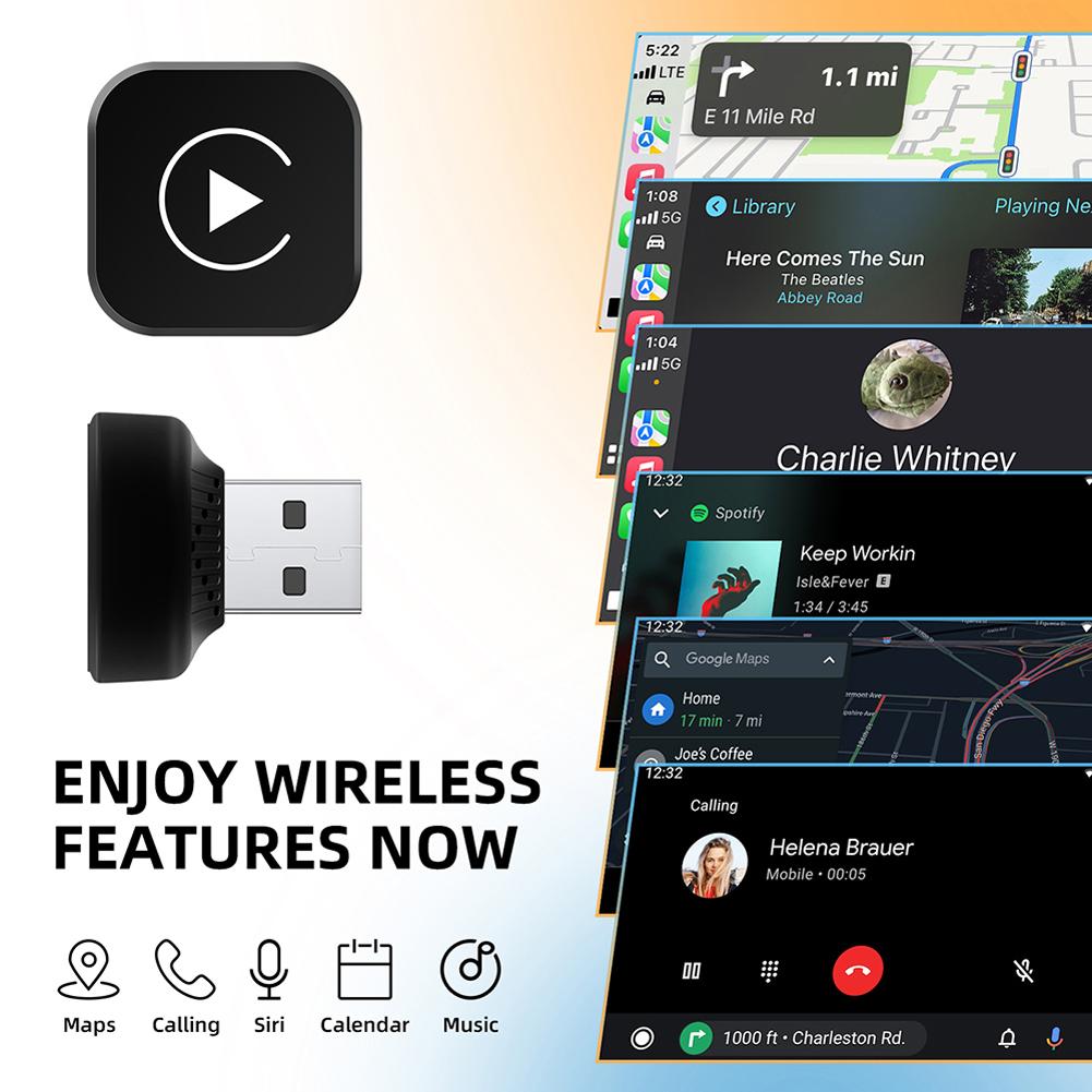 Беспроводной адаптер CarPlay Android Auto 2 в 1, CarPlay AI Box, преобразующий проводной в беспроводной, беспроводной адаптер CarPlay для заводского проводного