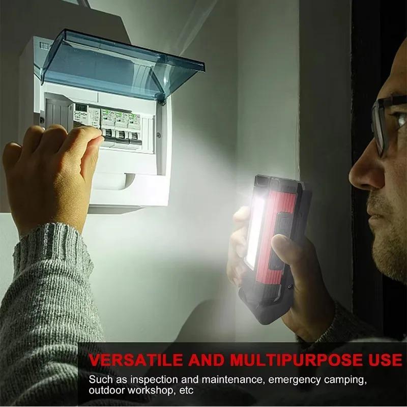 Суперяркий рабочий свет COB LED Лампа для мастерской Рабочая лампа USB Перезаряжаемый фонарик Портативный фонарь с кронштейнами