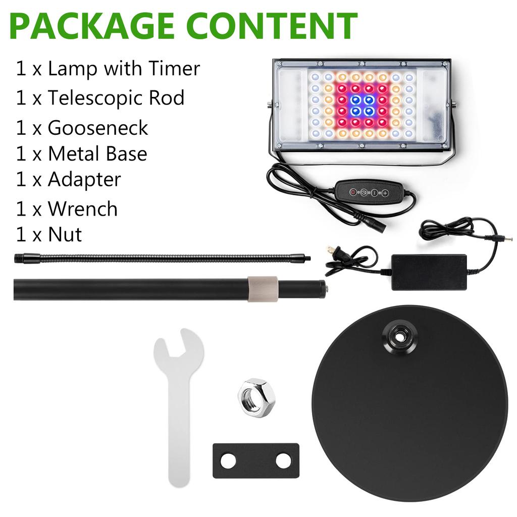 Светодиодная лампа полного спектра для выращивания растений, настольная, диммируемая, с таймером автоматического включения/выключения, на гибкой ножке, настольная, лампа для выращивания комнатных растений для комнатных растений