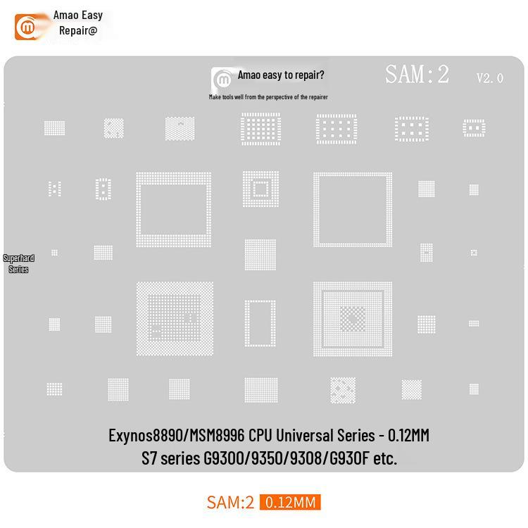 Amao Подходящий трафарет для паяльной пасты для Samsung S20/S21/A70/A90/J720/S10+/Note10 Многоцелевой чип