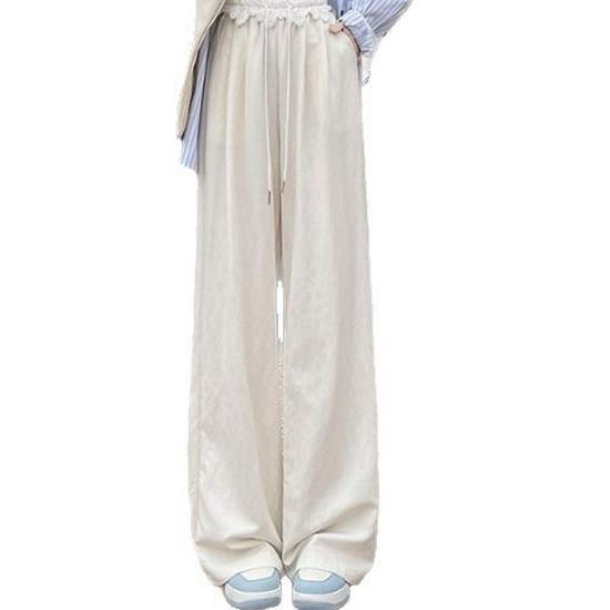 2025 Spring French Lace High-Waist Wide-Leg Trousers
