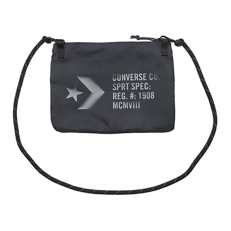 Converse Musette Zip Closure Polyester Crossbody Bag, Fanny Pack Regular Unisex Black 10017708001