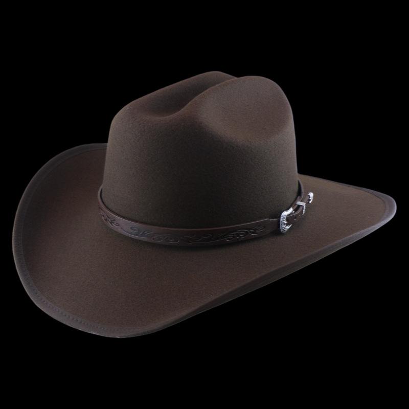 Western men and women autumn and winter ethnic style big edge top hat jazz hat woolen cowboy hat knight hat