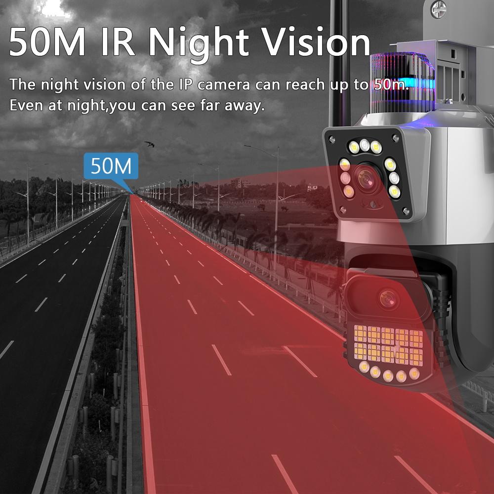 LS VISION IP-камера EU 8MP 4K, уличная Wi-Fi PTZ, двойной объектив, двойной экран, автоматическое отслеживание, водонепроницаемая система видеонаблюдения, полицейская световая сигнализация, CCTV