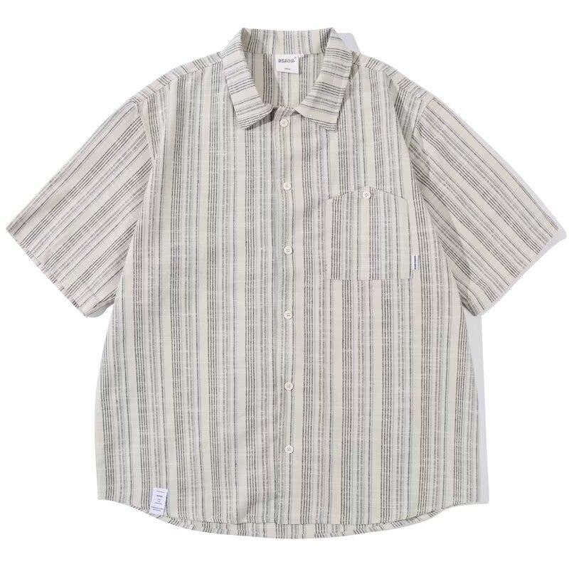 Летняя одежда мужская ретро повседневная рубашка студенческая свободная нишевая дизайнерская забавная новая мужская верхняя часть для ношения на открытом воздухе