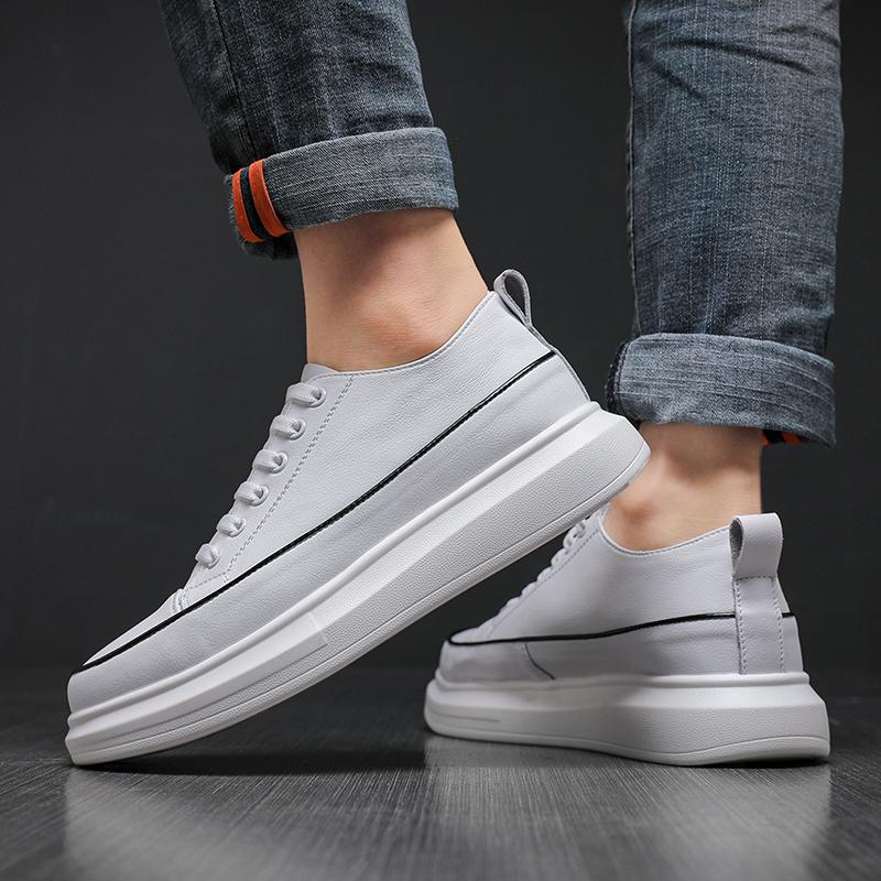 Белые модные мужские кожаные повседневные туфли, легкие дышащие туфли на плоской подошве для скейтборда, новейшие роскошные мужские кроссовки для ходьбы на открытом воздухе