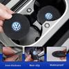HAT1 2Pcs Car Leather/Carbon Fiber Water Cup Coasters Anti-Slip Pads For VW Scirocco Jetta Beetle Golf Passat Tiguan Sharan Touran