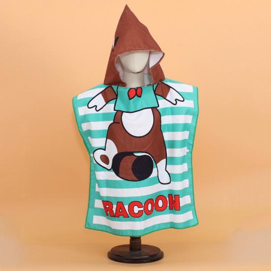 Children Bath Towel Cartoon Printing Kids Beadch Hooded Bath Wrap Poncho Quick-drying