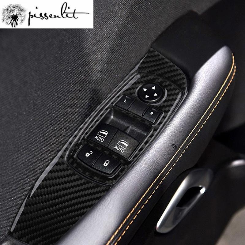 For Dodge Challenge 2015 2016 2017 2018 2019 2020 2024 Accessories Carbon Fiber Interior Rising Window Button Panel Sticker 5D