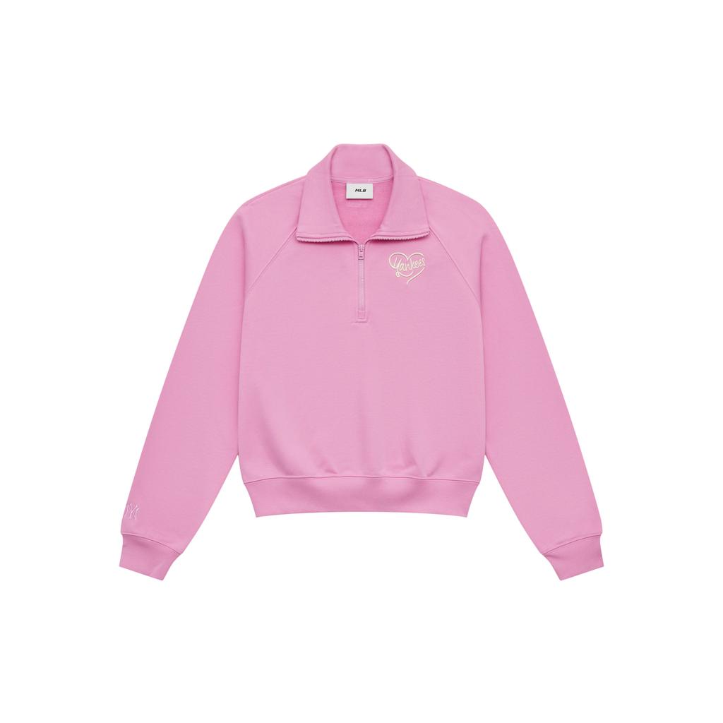 New MLB New York Yankees Heart 24FW Sweatshirt Women's Pink 3FMTH1044-50PPL